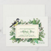 Invitation d'oiseaux et de feuilles (Devant / Derrière)