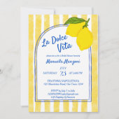 Invitation Dolce vita jaune citrons italien douche nuptiale (Devant)