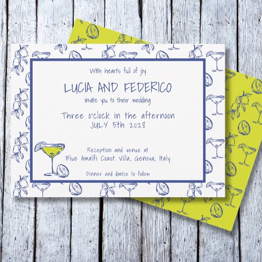 Invitation Dolce Vita Limoncello mariage italien