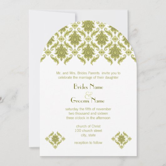 Invitation d'Olive Mariage damassé (Devant)