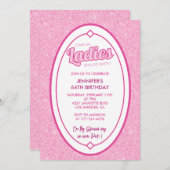 Invitation Doll Blush Parties scintillant rose 64e anniversai (Devant / Derrière)