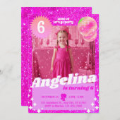 Invitation Doll Pink Gilter Anniversaire (Devant / Derrière)