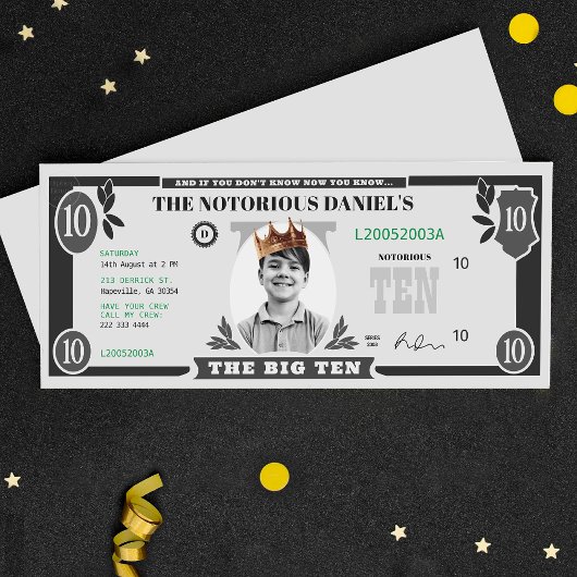 Invitation Dollar Bill, Notorious Hip Hop Rap, Faux Billets