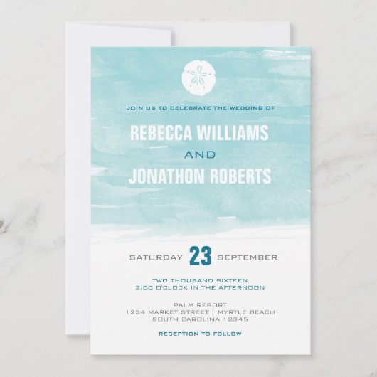 Invitation Dollar De Sable D'Aquarelle (Devant)