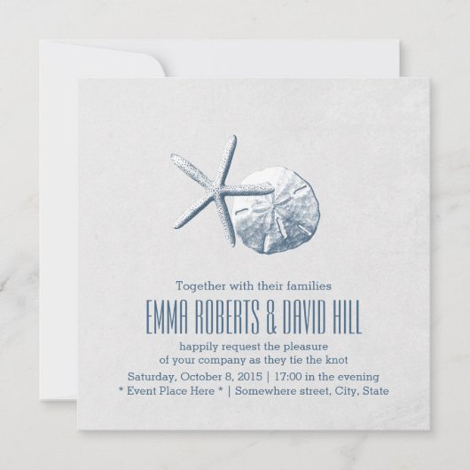 Invitation Dollar de sable et mariage de plage simples (Devant)
