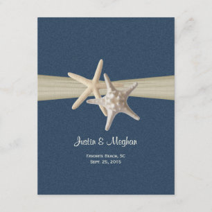 Invitation Dollar de sable et Starfish Blue Burlap Réception