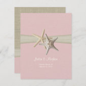 Invitation Dollar de sable et Starfish Réception rose (Devant / Derrière)