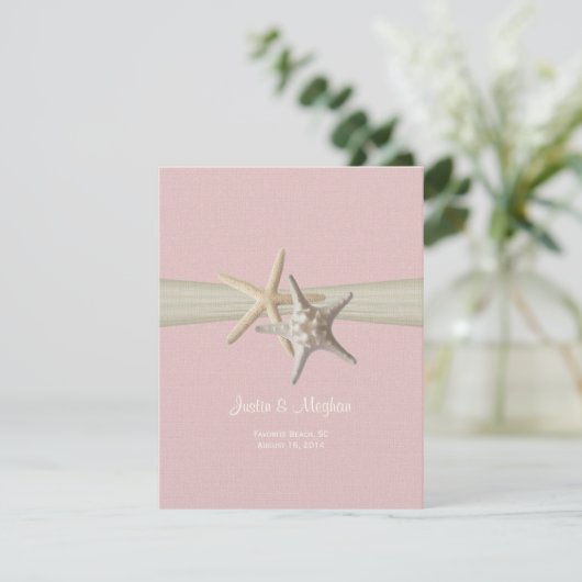 Invitation Dollar de sable et Starfish Réception rose (Debout devant)