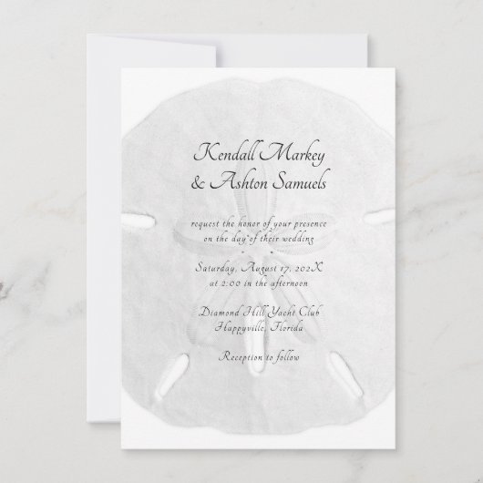 Invitation Dollar de sable Simple Neutre Mariage noir et blan (Devant)