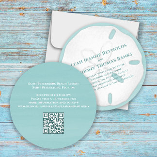 Invitation Dollar de sable tropical minimaliste QR Code Plage