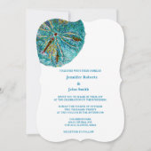 Invitation Dollar de sable Turquoise Artsy Beach Mariage naut (Devant)