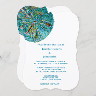 Invitation Dollar de sable Turquoise Artsy Beach Mariage naut
