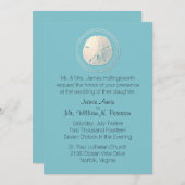 Invitation Dollar de sable turquoise et ivoire (Devant / Derrière)