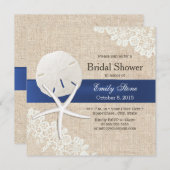 Invitation Dollar Rustique Burlap Sand & Fête des mariées Sta (Devant / Derrière)