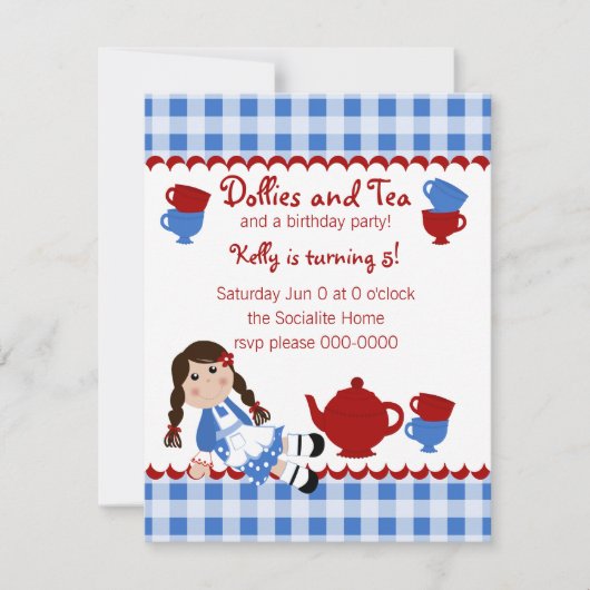 Invitation Dollies Tea Party (Devant)