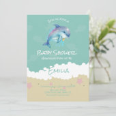 Invitation Dolphin Beach Ocean Baby Shower (Debout devant)