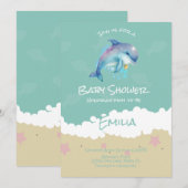 Invitation Dolphin Beach Ocean Baby Shower (Devant / Derrière)