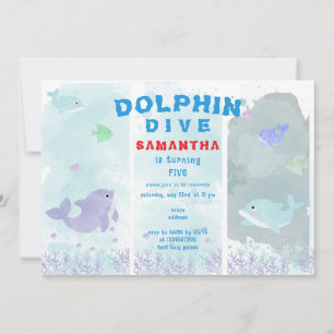 Invitation Dolphin Dive Aquarium Ocean Swim Anniversaire de e