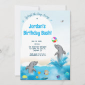 Invitation Dolphin Fun Beach Volleyball enfants Graphisme (Devant)