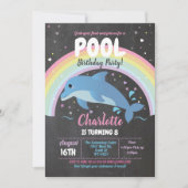 Invitation Dolphin Pool Party Anniversaire Plage Flotte Océan (Devant)