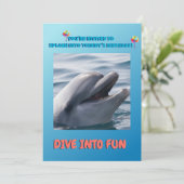Invitation Dolphin Splash Birthday  (Debout devant)