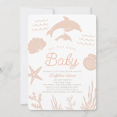Invitation Dolphins & Seashell Sea You Bientôt Baby shower ro (Devant)