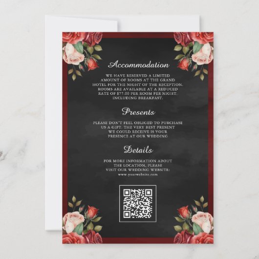Invitation Dôme en verre rose rouge QR Code Mariage musulman  (Dos)