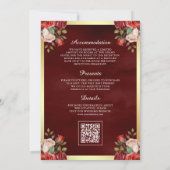 Invitation Dôme en verre rose rouge QR Code Maroon Mariage mu (Dos)