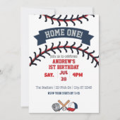 Invitation Domicile Un, Baseball 1er Anniversaire (Devant)