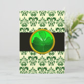 Invitation DOMMAQUES BLANCS VERTS AVEC OR Noir SHAMROCK (Debout devant)