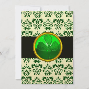 Invitation DOMMAQUES BLANCS VERTS AVEC OR Noir SHAMROCK