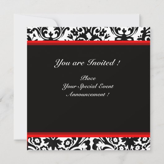 INVITATION DOMMAQUES NOIRS ET BLANCS, ARGENT MONOGRAMME DE SC (Dos)