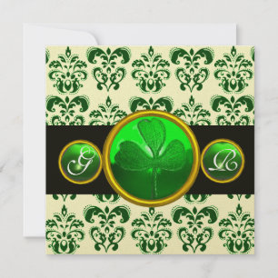 Invitation DOMMAQUES NOIRS VERTS AVEC MONOGRAM SHAMROCK Gold