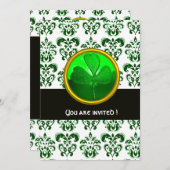 Invitation DOMMASQUE BLANC VERT AVEC Fête SHAMROCK St Patrick (Devant / Derrière)