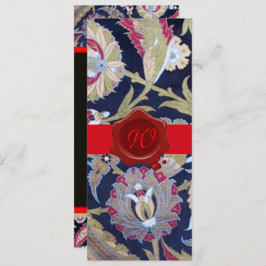 INVITATION DOMMASQUE BLEU VERT & NOIR, MONOGRAMME DE SCEAU DE (Devant / Derrière)