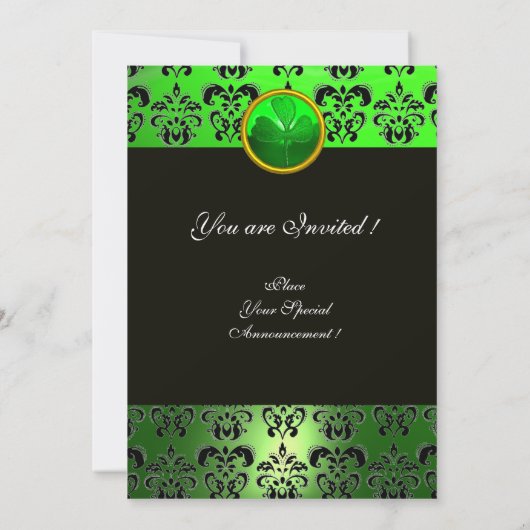 Invitation DOMMASQUE VERT AVEC SHAMROCK, noir (Dos)