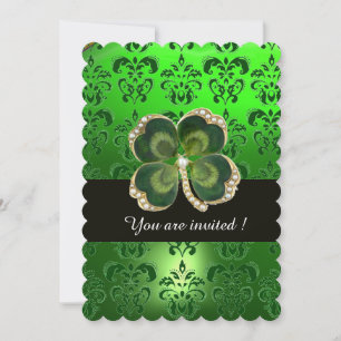 INVITATION DOMMASQUE VERT, JEWEL SHAMROCK D'OR AUX PIELES BLA