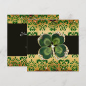 INVITATION DOMMASQUE VERT, JEWEL SHAMROCK D'OR AUX PIELES BLA (Devant / Derrière)