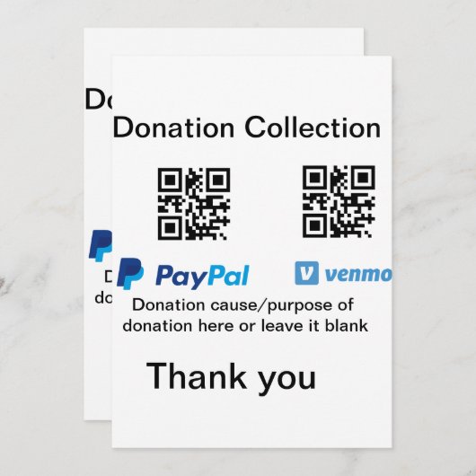 Invitation Donation Collection conseil pot ajouter votre q r (Devant / Derrière)