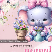 Invitation Donc mignon éléphant petit cacahuète pastel rose f