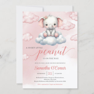 Invitation Donc mignon petit éléphant sur le nuage petit caca