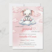 Invitation Donc mignon petit éléphant sur le nuage petit caca (Devant)