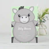 Invitation Donkey Baby shower Green (Debout devant)