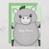 Invitation Donkey Baby shower Green (Devant / Derrière)