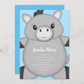 Invitation Donkey Birthday Party Blue (Devant / Derrière)