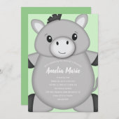 Invitation Donkey Birthday Party Green (Devant / Derrière)