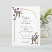 Invitation Donkey Purple Floral Rustic Wedding (Debout devant)