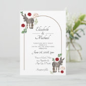 Invitation Donkey Red Floral Rustic Wedding (Debout devant)