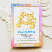 Invitation DONNA Retro Font Tie Dye Pool Party Anniversaire