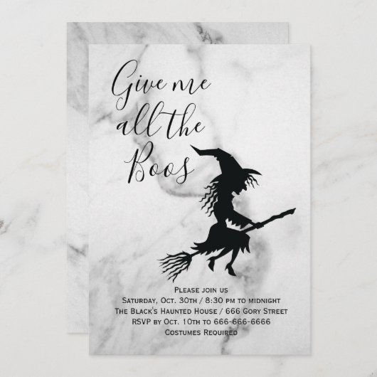 Invitation Donne-moi tous les Boos Marble Halloween Party (Devant / Derrière)